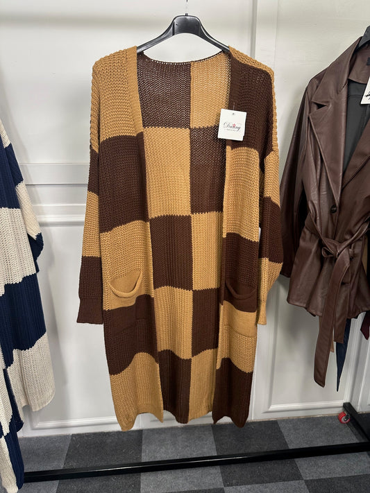 Cardigan lungo fantasia geometrica