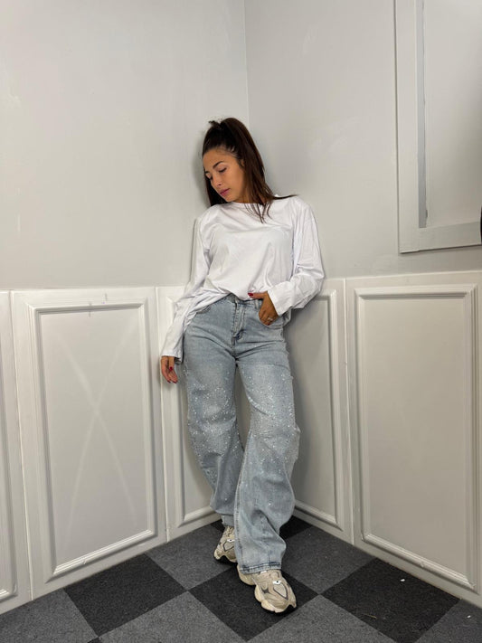 Jeans palloncino brillantini