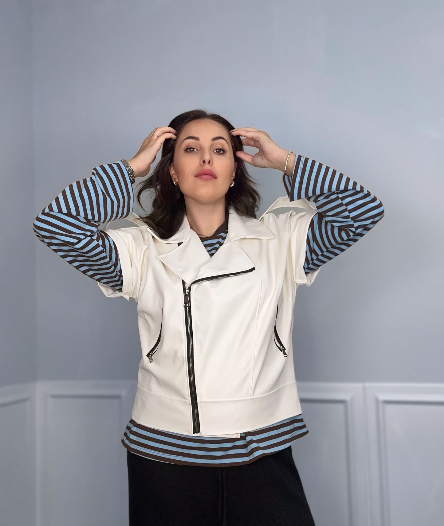 Chiodo maniche corte in ecopelle