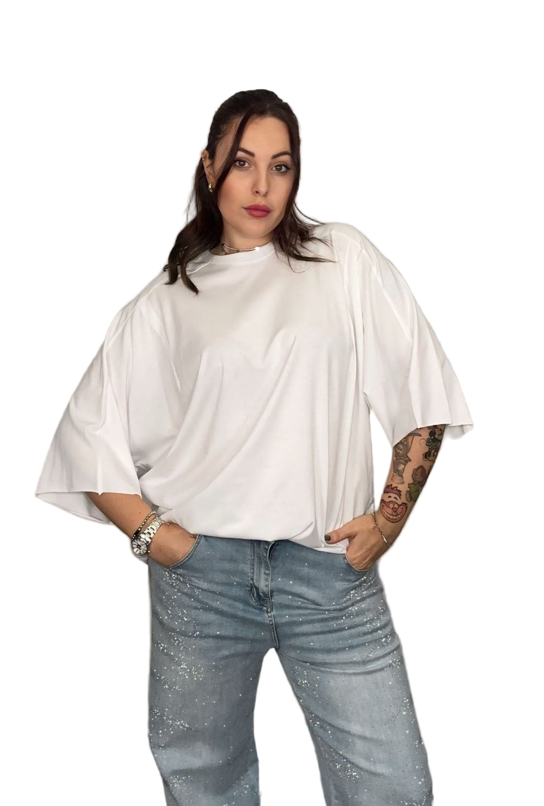 Rebecca T-shirt a Maniche Corte in 100% Cotone con Cuciture Laterali per Valorizzare la Figura e Comfort Quotidiano