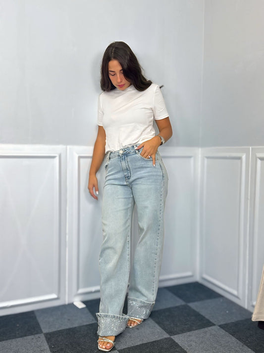 Jeans con risvolto Diamante