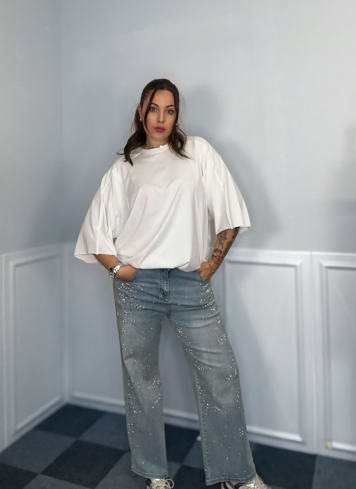 Jeans onde con brillantini