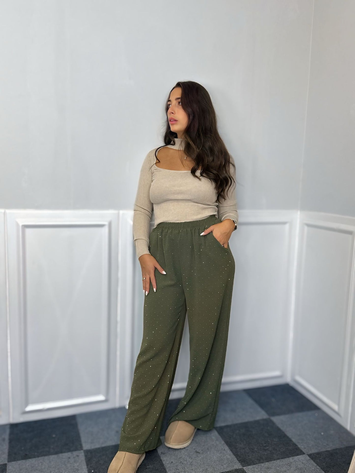 Pantaloni con brillantini