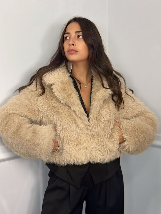 Ecopelliccia corta maniche lunghe