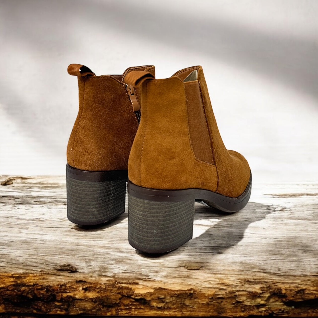 Stivaletto tacco squadrato con elastico laterale e zip SquareEase™