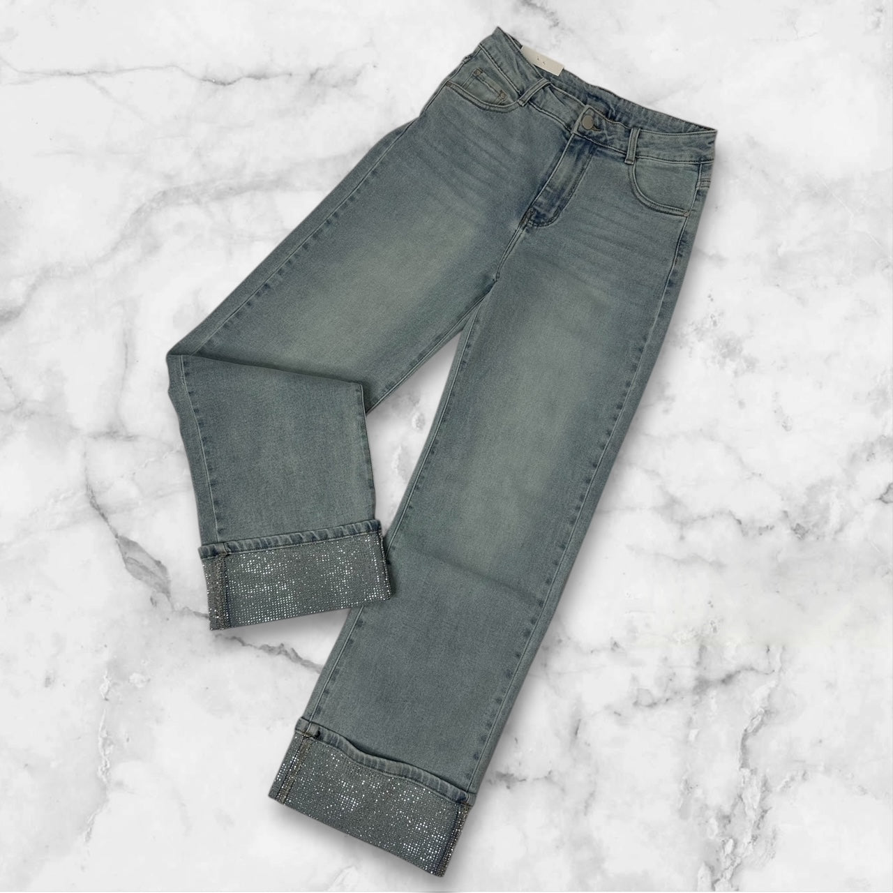 Jeans con risvolto Diamante