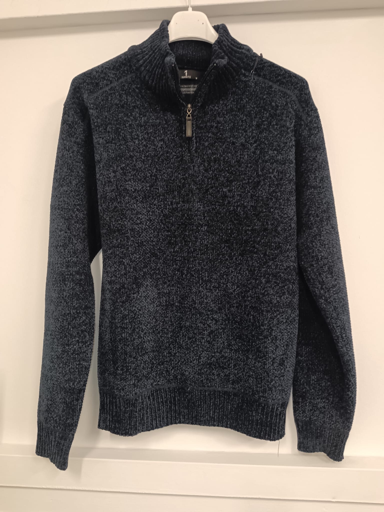Felpa uomo felpata con collo lupetto e zip 1/4