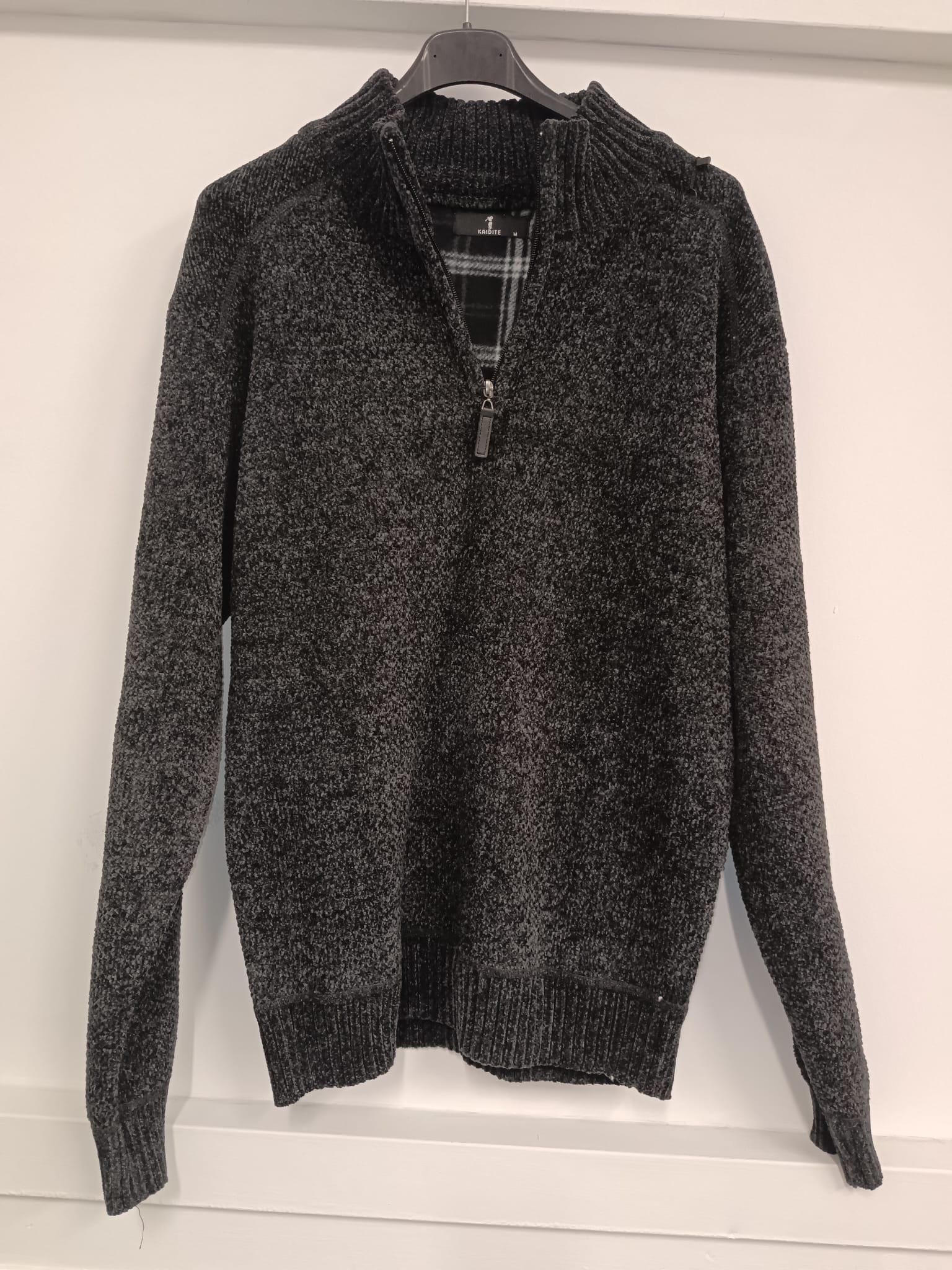 Felpa uomo felpata con collo lupetto e zip 1/4