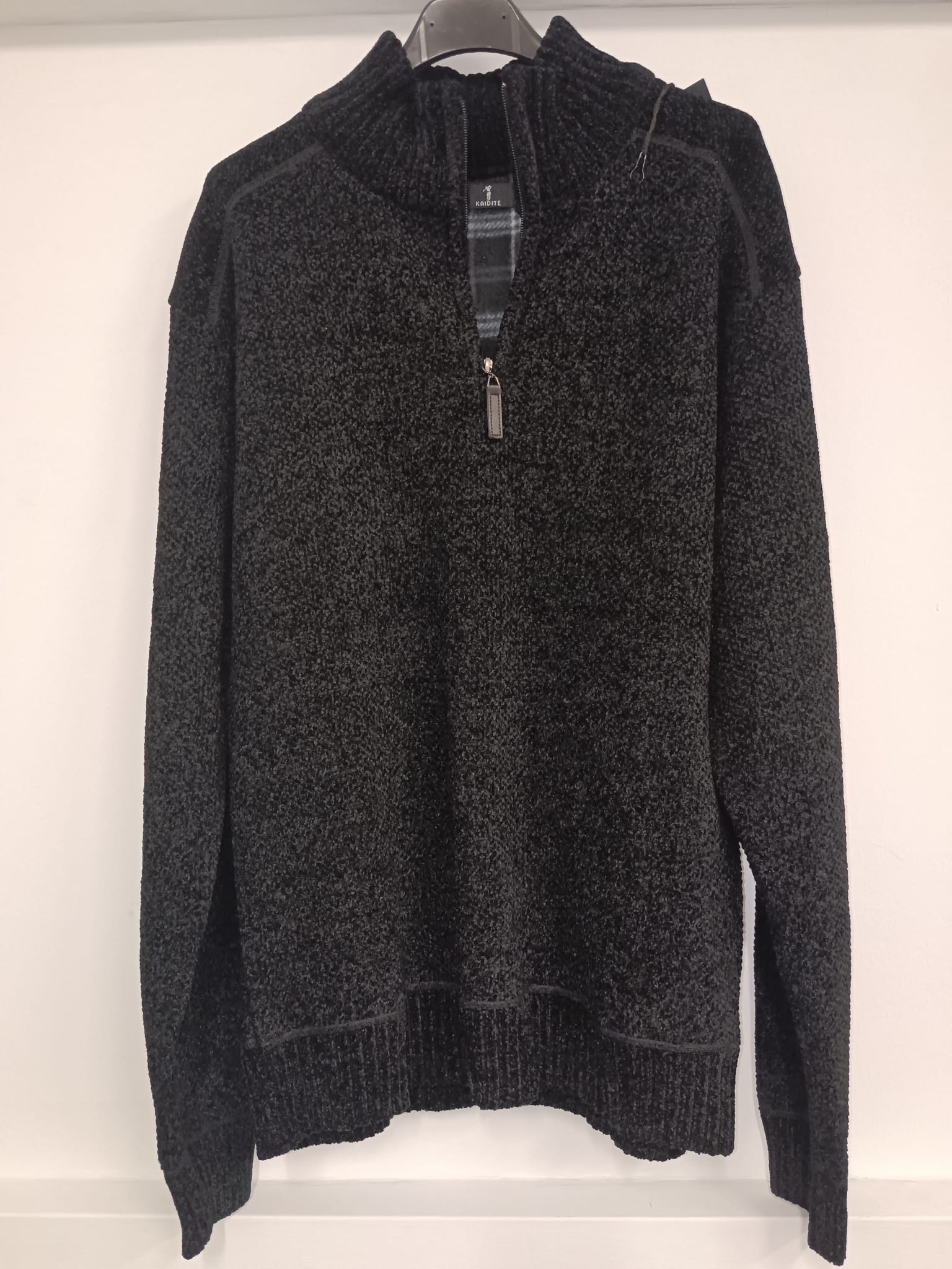 Felpa uomo felpata con collo lupetto e zip 1/4