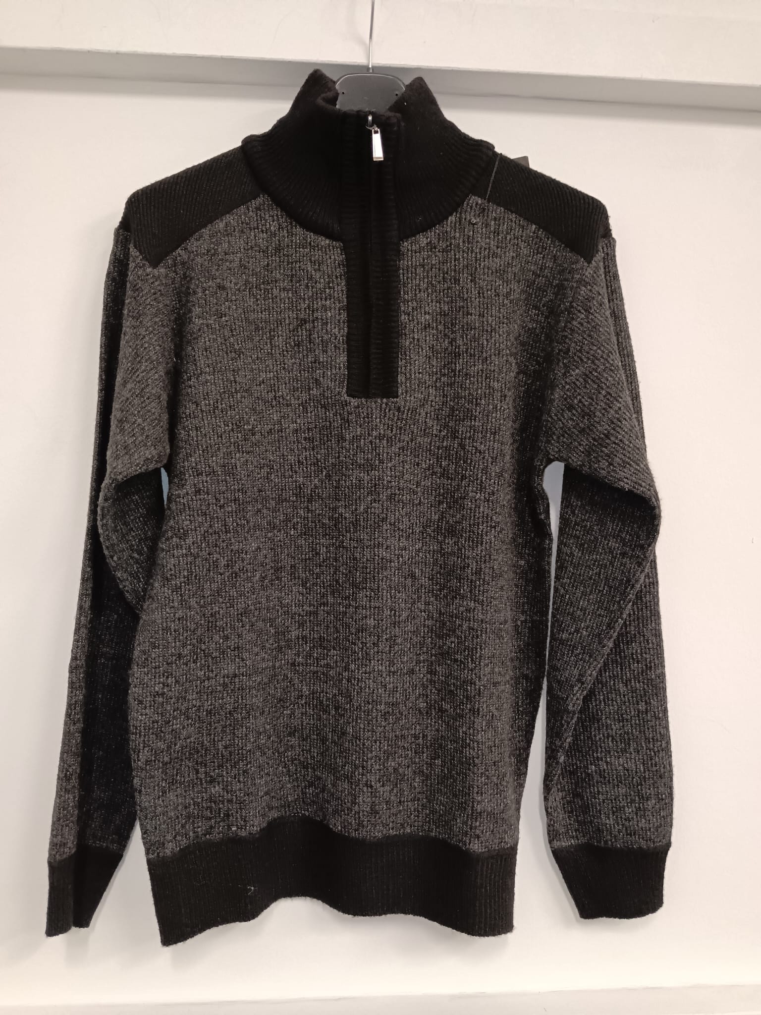 Felpa in lanetta con collo lupetto e zip 1/4