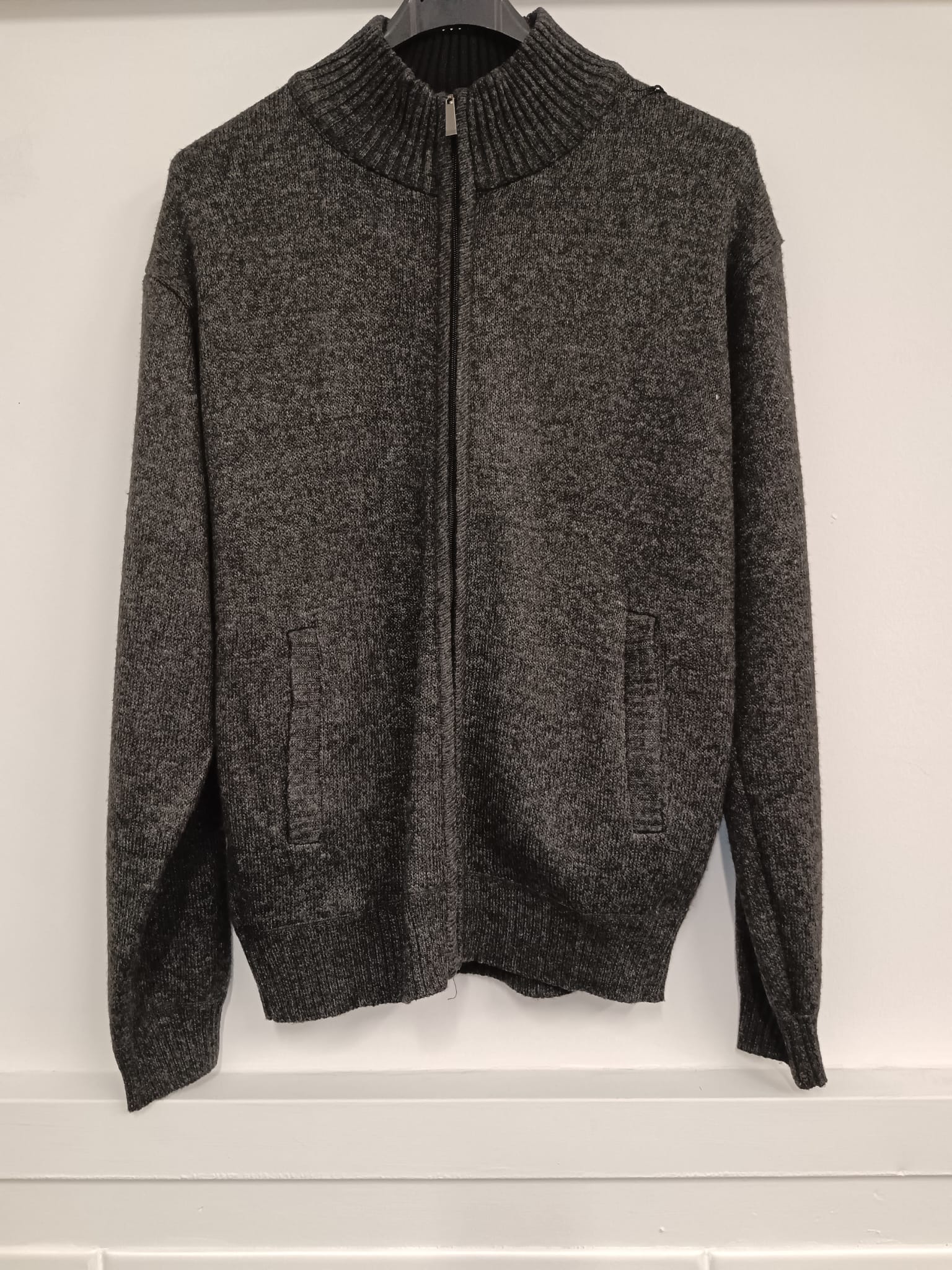 Felpa collo lupetto con zip e pelliccia interna