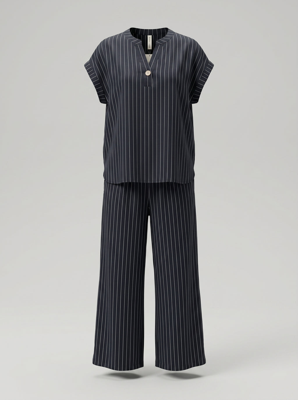 Completo Gessato con scollo alla coreana  + pantalone palazzo