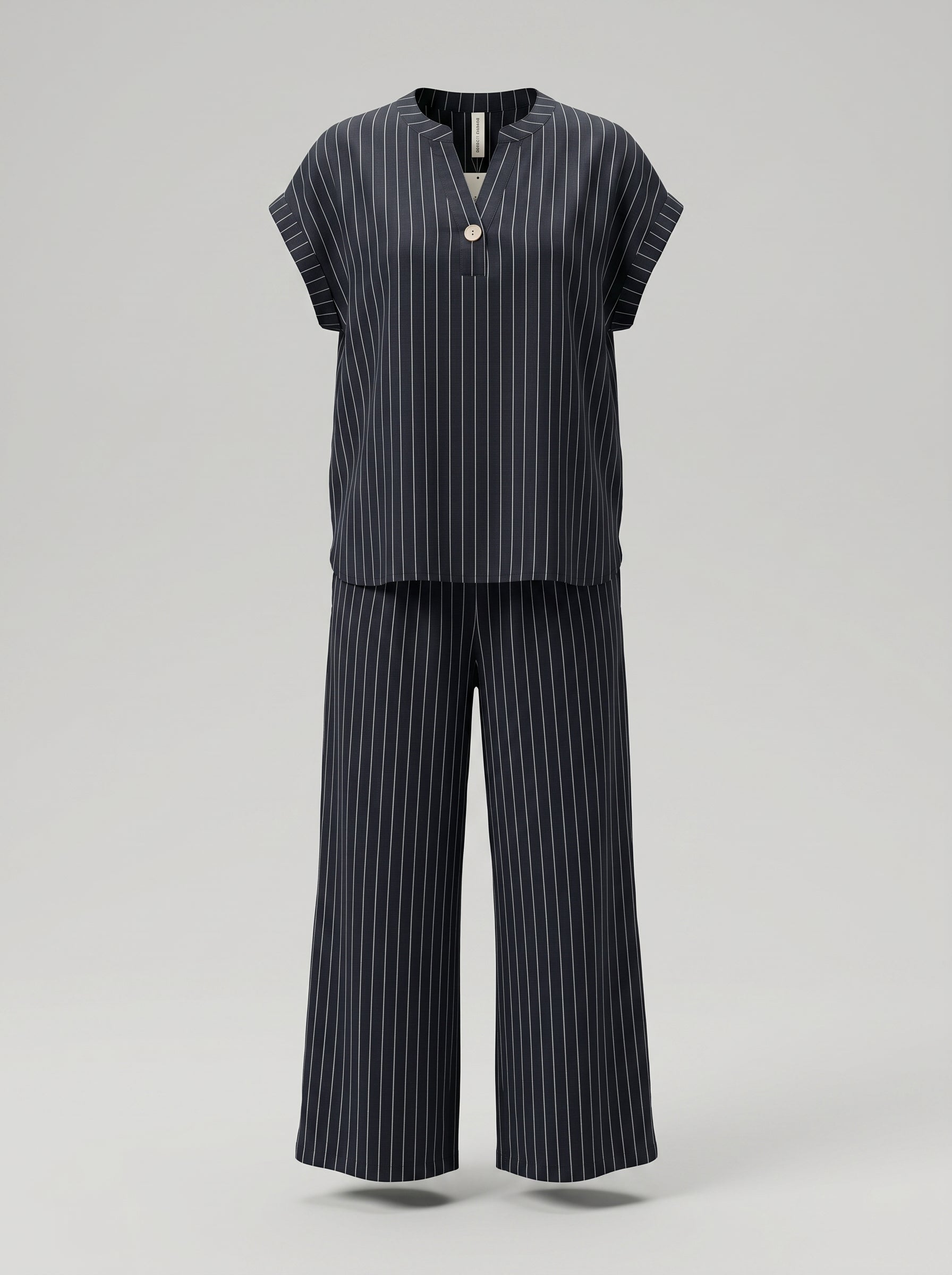 Completo Gessato con scollo alla coreana  + pantalone palazzo