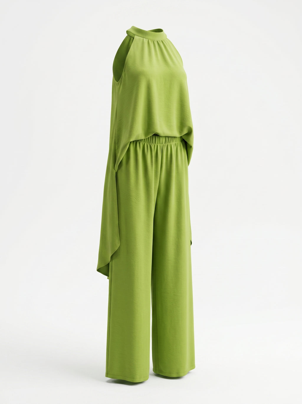 Completo elegante smanicato con fiocco + pantalone palazzo