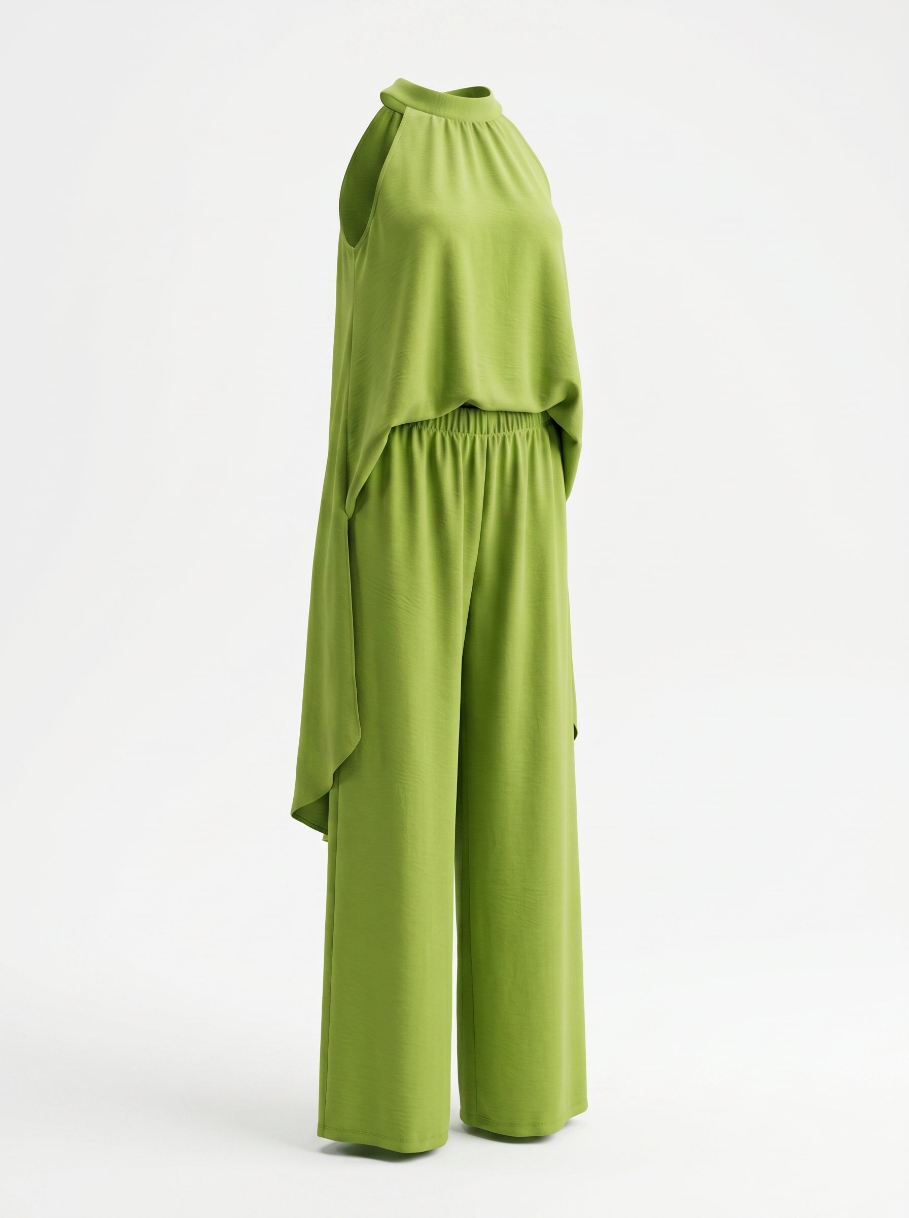 Completo elegante smanicato con fiocco + pantalone palazzo
