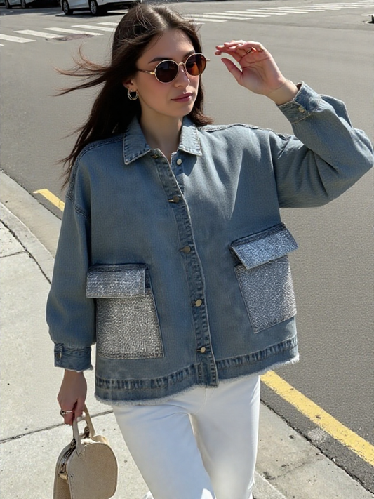 Giacca jeans strass