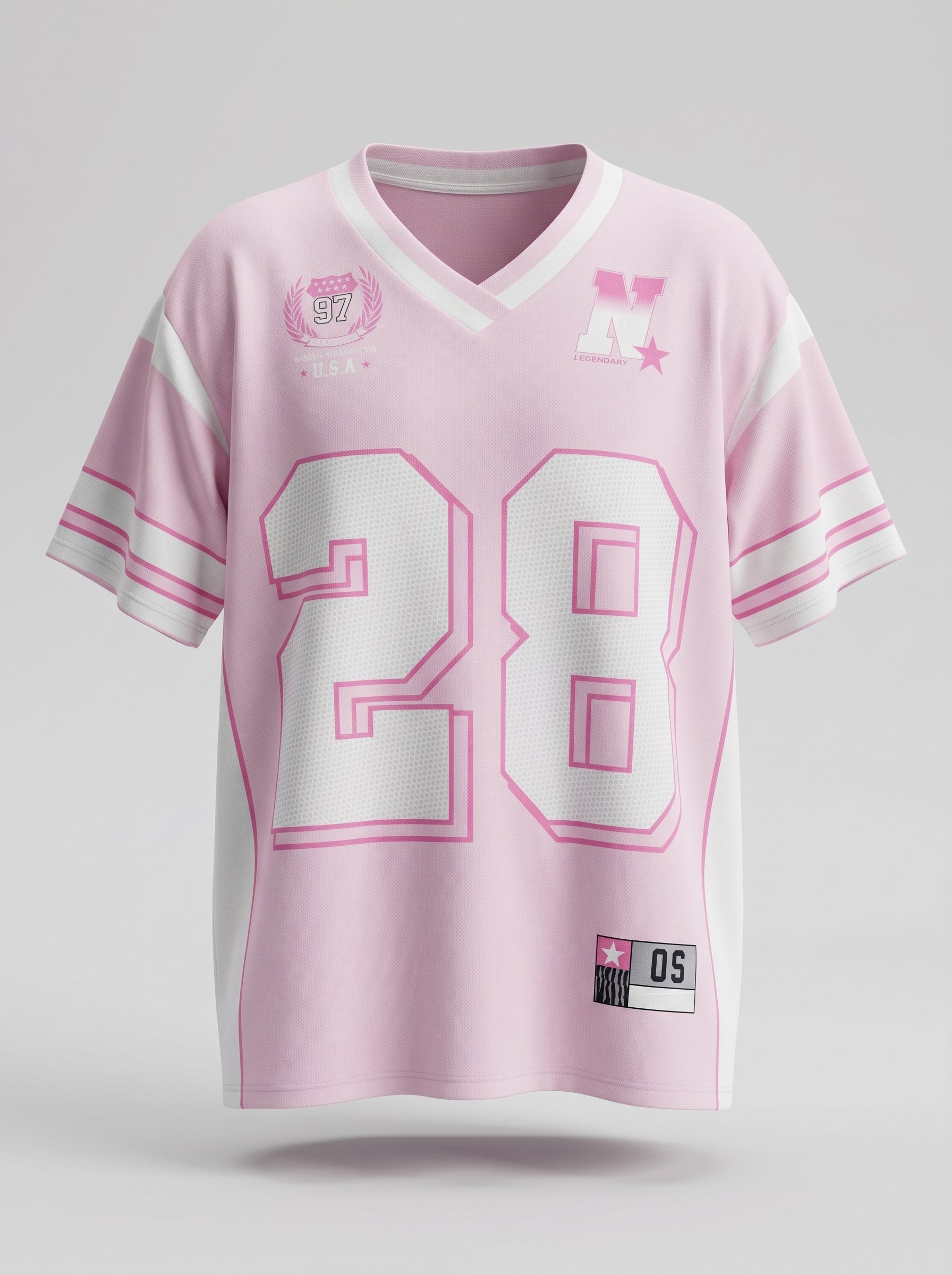 T-Shirt Over Scollo a V con Numero 28 Centrale – Semplice, audace, iconica.