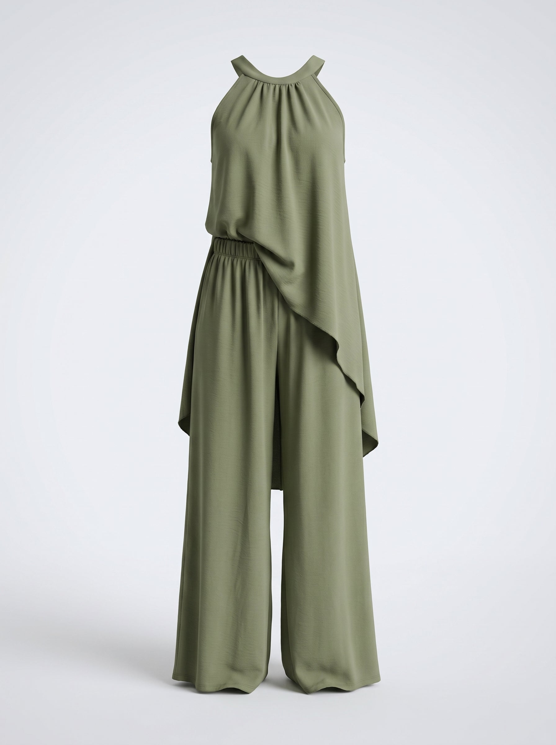 Completo elegante smanicato con fiocco + pantalone palazzo