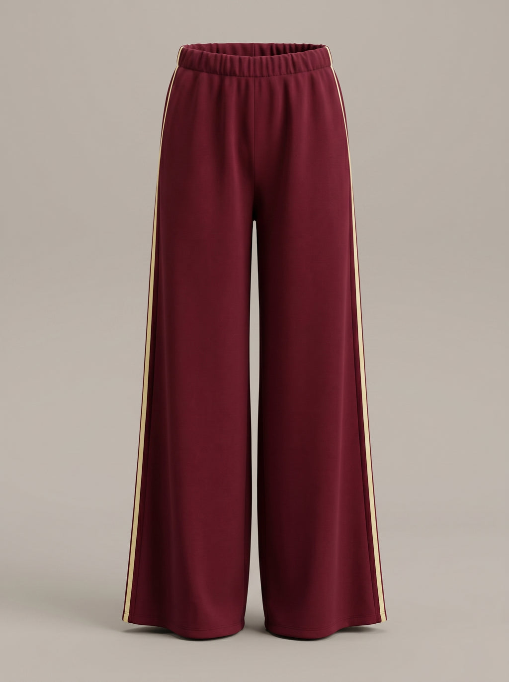 Pantalone Tuta in Felpa/Viscosa Tinta Unita con Bande Laterali Colorate