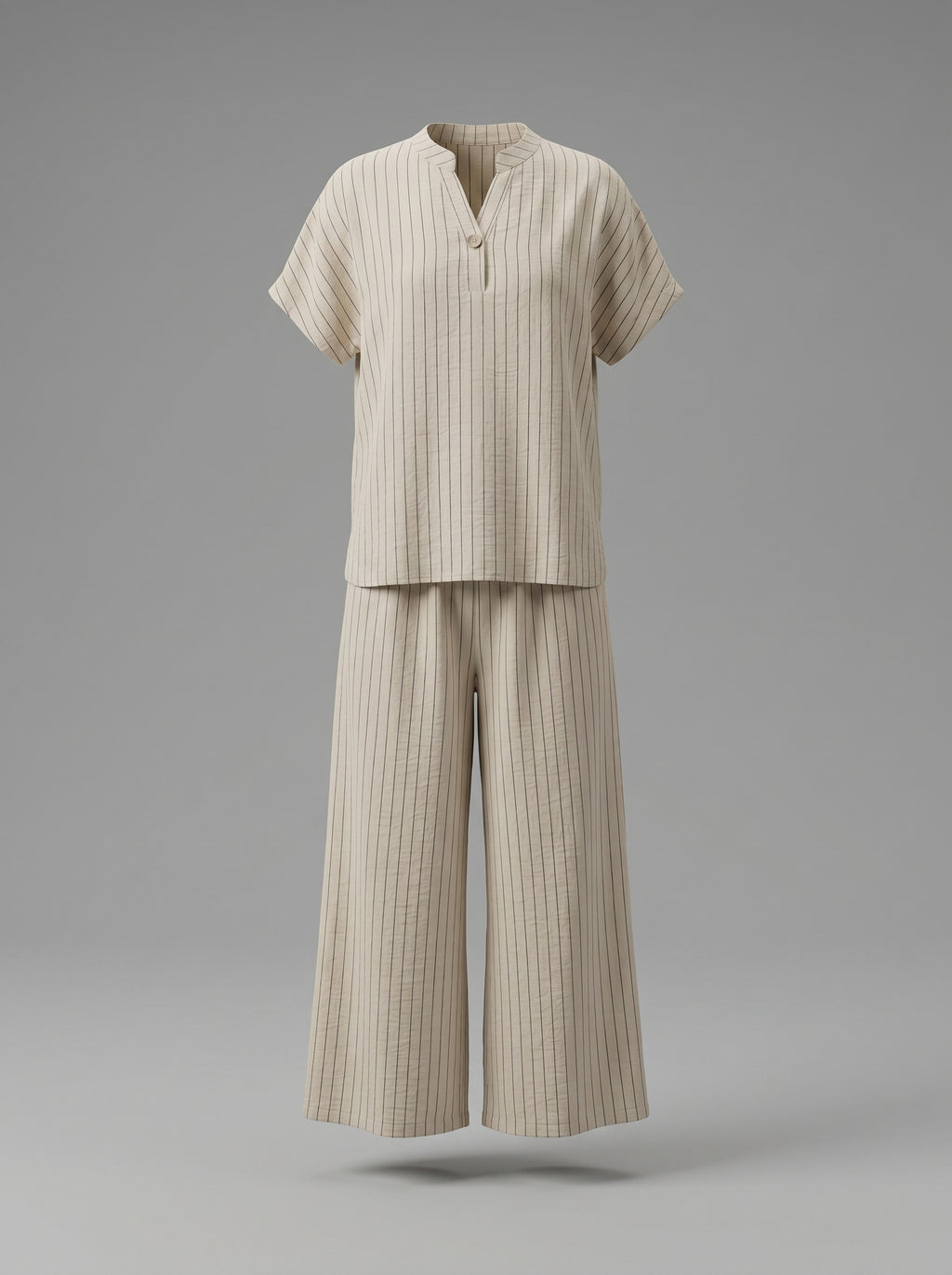 Completo Gessato con scollo alla coreana  + pantalone palazzo