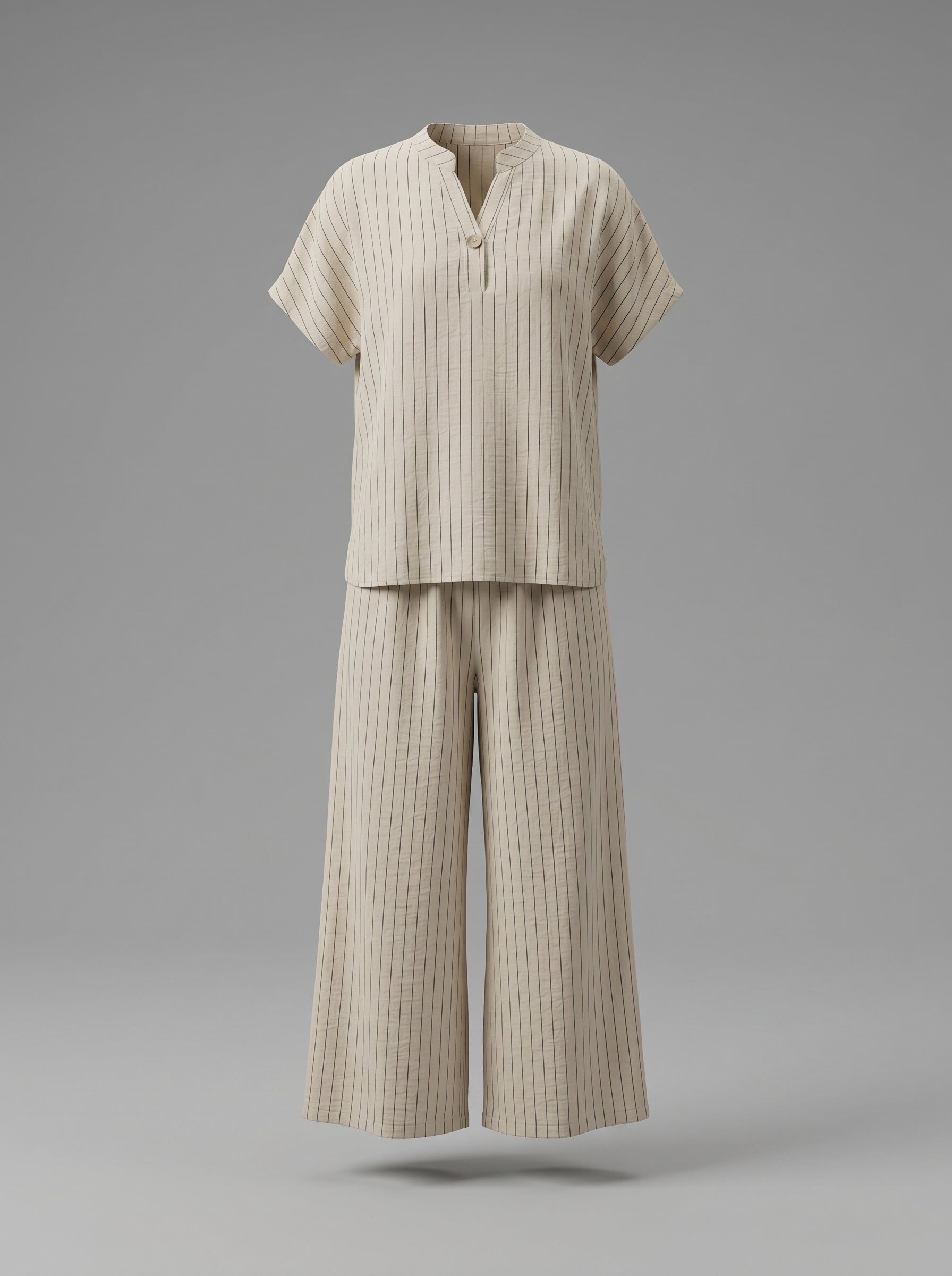 Completo Gessato con scollo alla coreana  + pantalone palazzo
