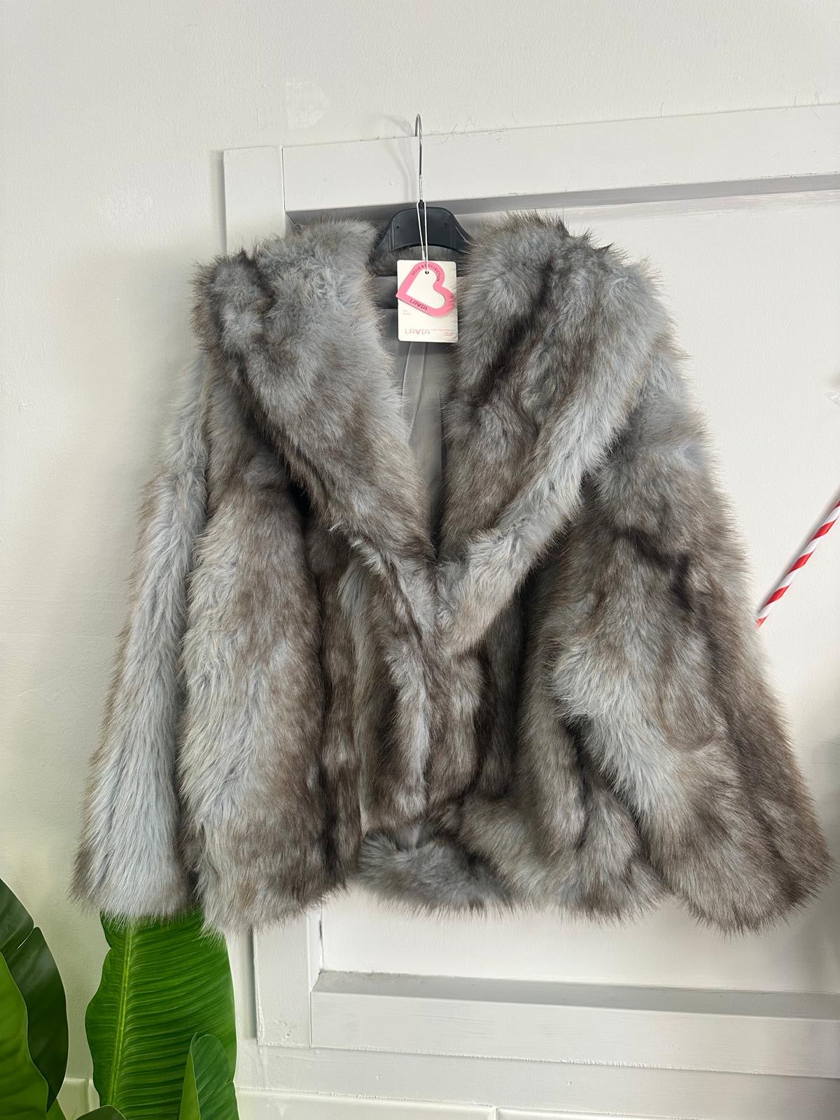 Ecopelliccia con Cappuccio Eleganza e Tocco Casual Manica Lunga con Gancio impreziosito da Strass Calore Avvolgente e Dettaglio Luminoso