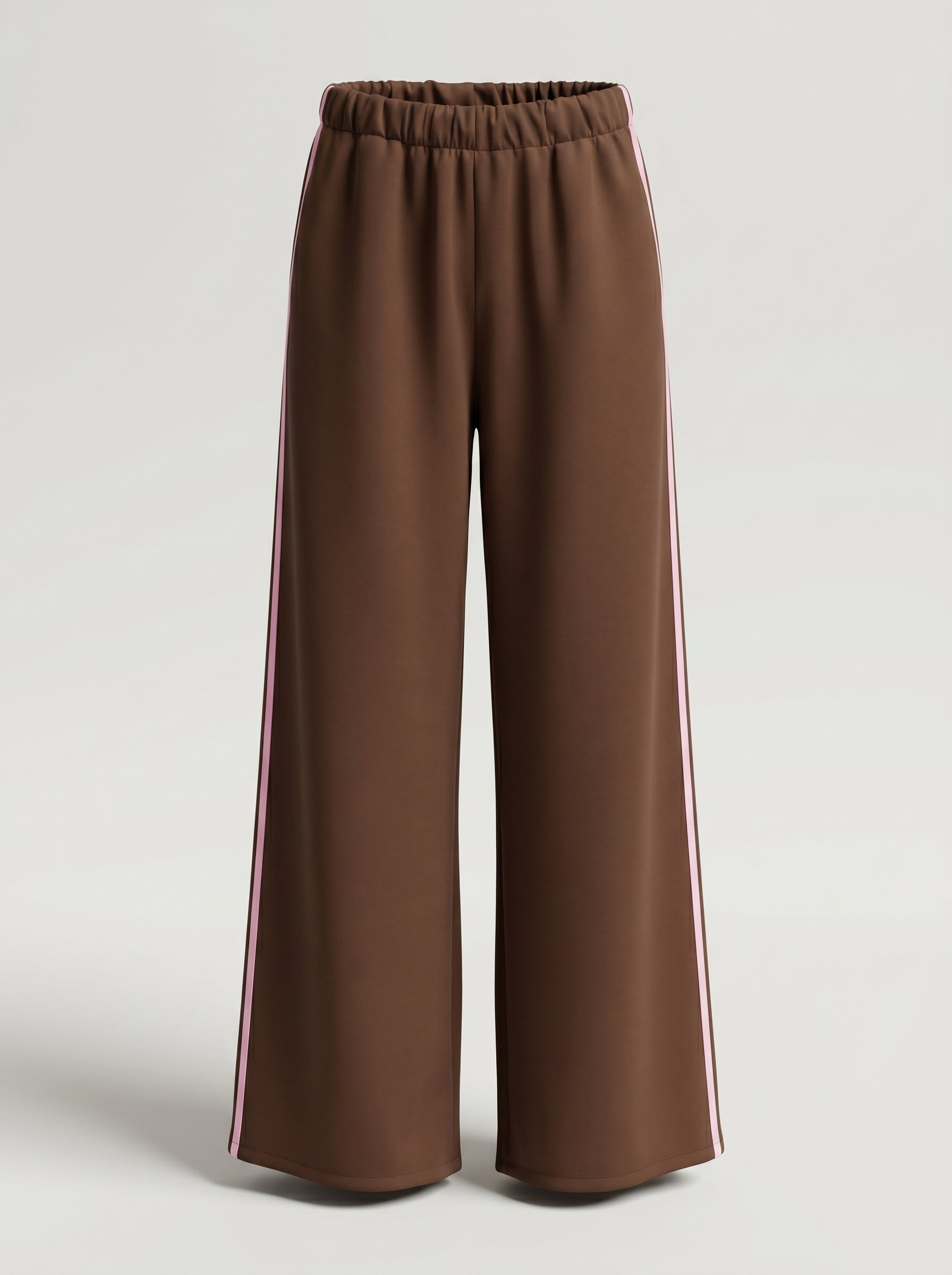Pantalone Tuta in Felpa/Viscosa Tinta Unita con Bande Laterali Colorate