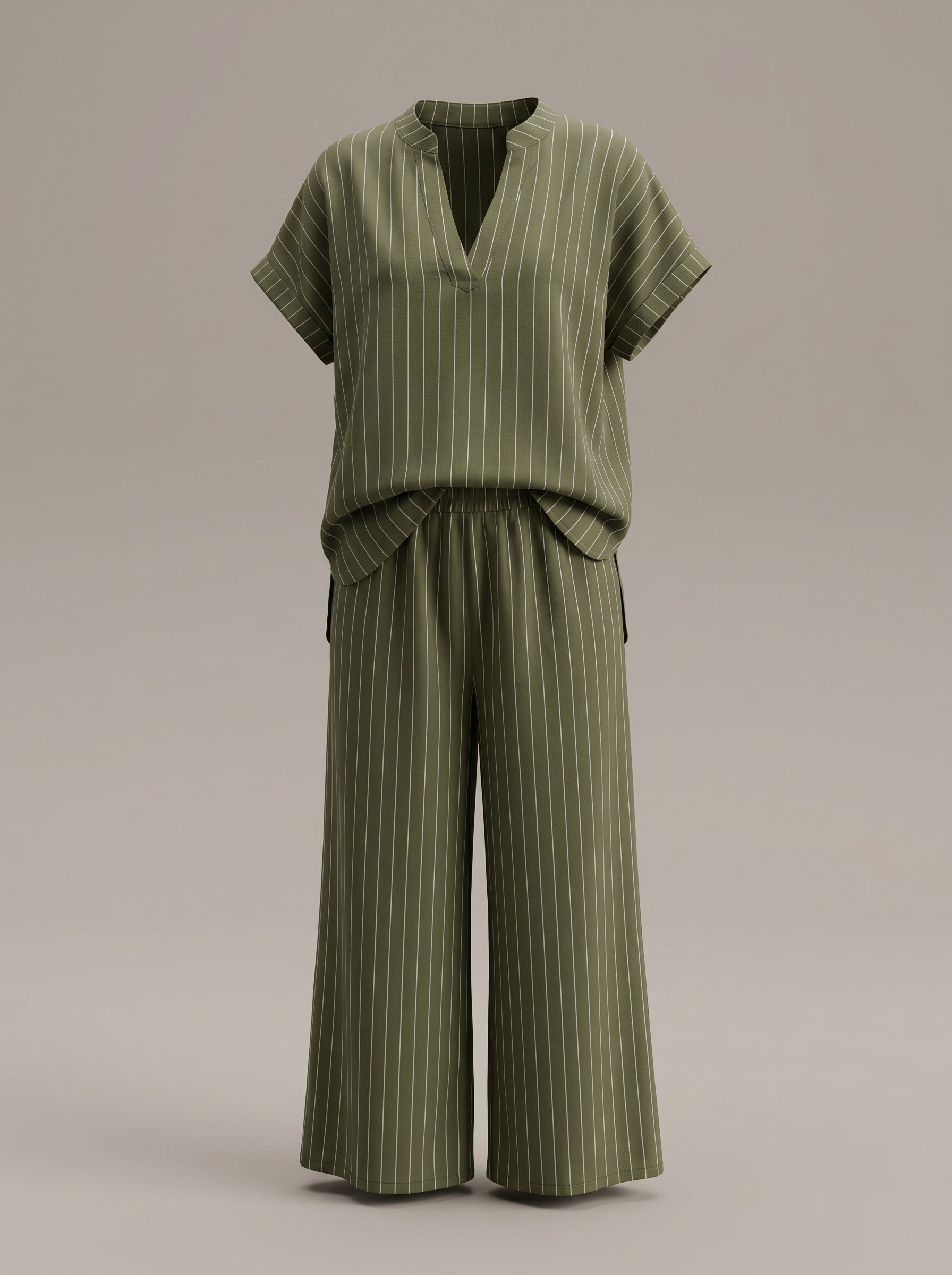 Completo Gessato con scollo alla coreana  + pantalone palazzo