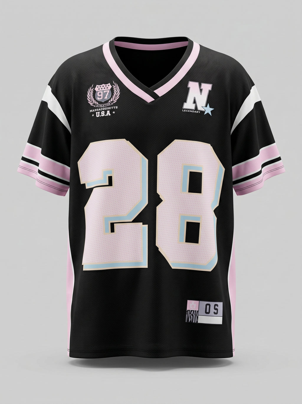 T-Shirt Over Scollo a V con Numero 28 Centrale – Semplice, audace, iconica.