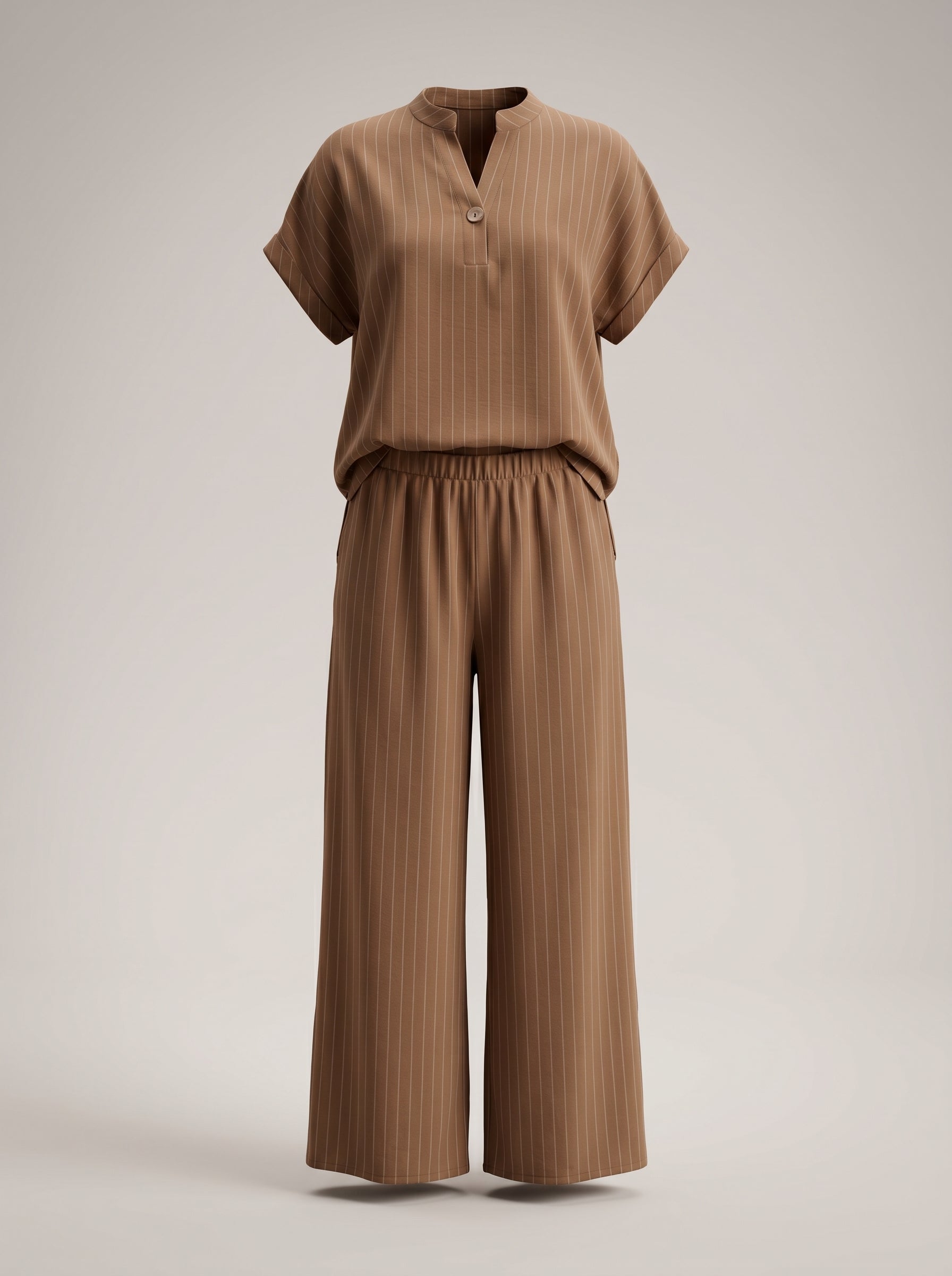 Completo Gessato con scollo alla coreana  + pantalone palazzo